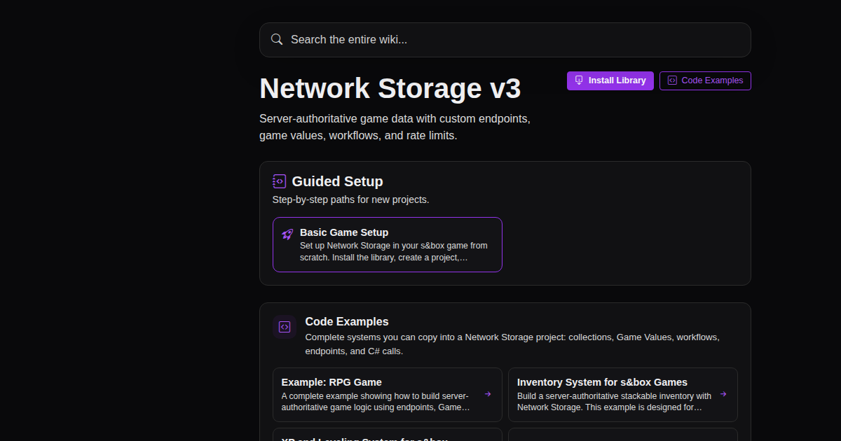 Install Network Storage Library - Basic Game Setup | Network Storage v3 ...